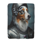 Australian Shepherd Medieval Knight Portrait Regal Throw Blanket | Premium Dog Prints | Tritan