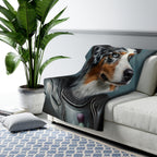 Australian Shepherd Medieval Knight Portrait Regal Throw Blanket | Premium Dog Prints | Tritan