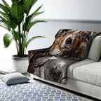 Australian Shepherd Medieval Knight sherpa blanket by Tritan, on sofa
