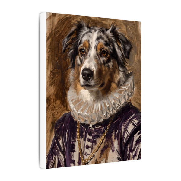 Australian Shepherd Renaissance Royal Portrait Canvas Wall Art, Regal Dog Painting, Australian Shepherd Lover Gift, Stretched Canvas
