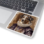 Australian Shepherd Renaissance Royal vinyl sticker by Tritan, on a laptop