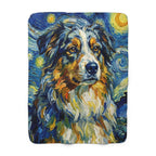 Australian Shepherd Post-Impressionist sherpa blanket by Tritan, front