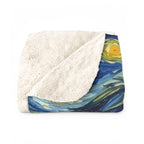 Australian Shepherd Post-Impressionist sherpa blanket by Tritan, folded