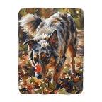 Australian Shepherd Watercolor sherpa blanket by Tritan, front