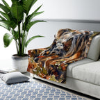 Australian Shepherd Watercolor sherpa blanket by Tritan, on sofa