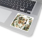 Australian Shepherd Watercolor vinyl sticker by Tritan, on a laptop