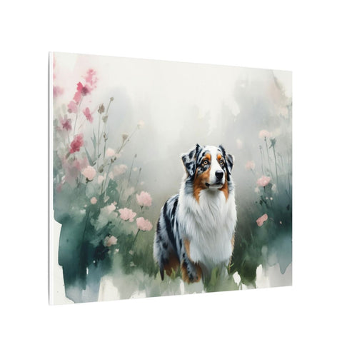 Australian Shepherd Watercolor Canvas Art | Aussie Dog Wall Decor Print | Pet Lover Gift | Dog Mom Home Decor | Stretched Canvas