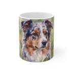 Australian Shepherd Watercolor ceramic mug by Tritan, front