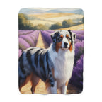 Australian Shepherd Watercolor Lavender Fields Throw Blanket | Premium Dog Prints | Tritan