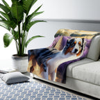 Australian Shepherd Watercolor Lavender Fields Throw Blanket | Premium Dog Prints | Tritan