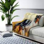 Australian Shepherd Watercolor Meadow Golden Throw Blanket | Premium Dog Prints | Tritan