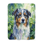 Australian Shepherd Watercolor sherpa blanket by Tritan, front