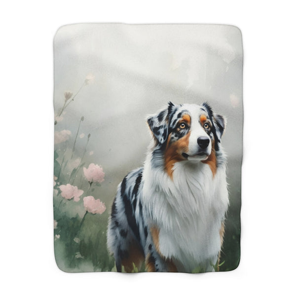 Australian Shepherd Watercolor Rain Garden Throw Blanket | Premium Dog Prints | Tritan