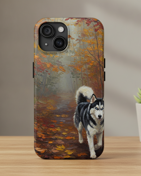 Acrylic Siberian Husky - Autumn Woods | Tough Phone Case