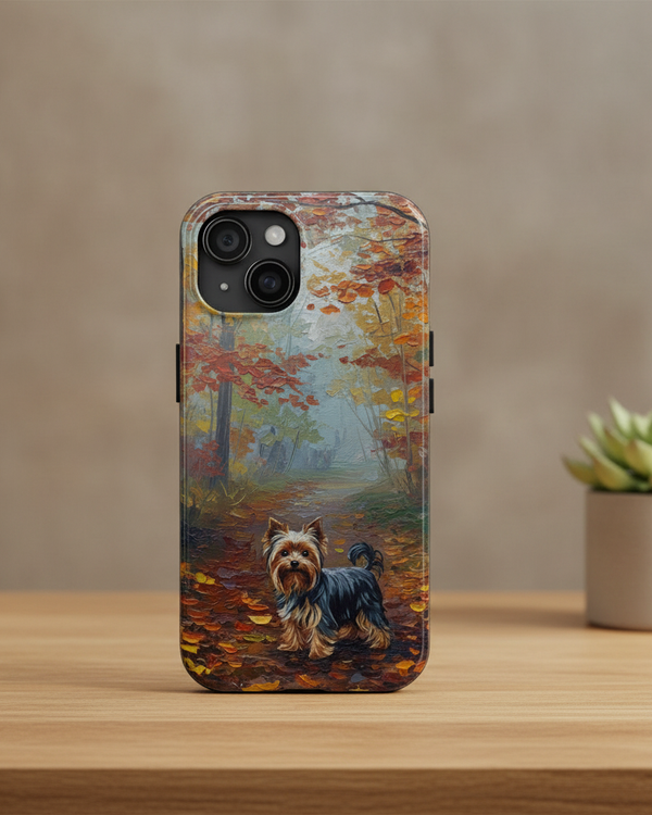 Acrylic Yorkshire Terrier - Autumn Woods | Tough Phone Case