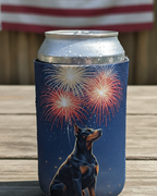 Doberman 4th of July Patriotic Dog Pattern Can Cooler | July4 Party Drink Holder | Doberman Mom Dad Gift | Summer BBQ Decor