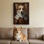 Pembroke Welsh Corgi Renaissance Royal Portrait Canvas Wall Art, Regal Dog Painting, Pembroke Welsh Corgi Lover Gift, Stretched Canvas