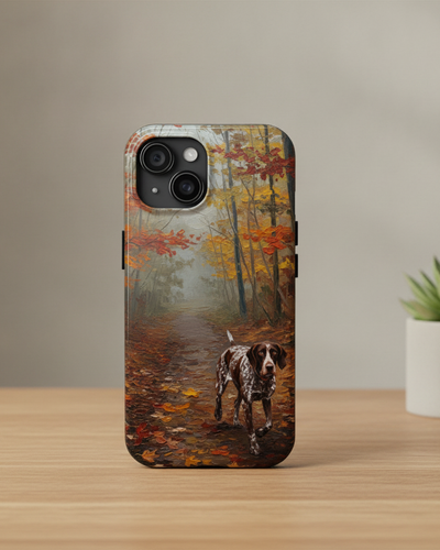 Acrylic German Shorthaired Pointer - Autumn Woods | Tough Phone Case