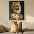 Pomeranian Renaissance Royal Portrait Canvas Wall Art, Regal Dog Painting, Pomeranian Lover Gift, Stretched Canvas