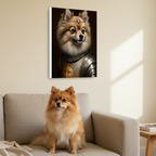 Pomeranian Medieval Knight Portrait Canvas Wall Art, Regal Dog Painting, Pomeranian Lover Gift, Stretched Canvas