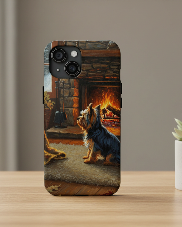 Acrylic Yorkshire Terrier - Winter Hearth | Tough Phone Case