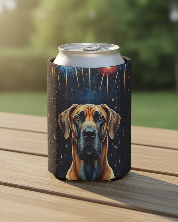 Great Dane 4th of July Patriotic Dog Pattern Can Cooler, USA Dog Gift, Independence Day Party Decor, July 4th Drinkware