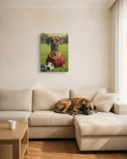 Great Dane Oil Painting Soccer Portrait Stretched Canvas Wall Art | Dog Lover Gift | Giant Breed Decor