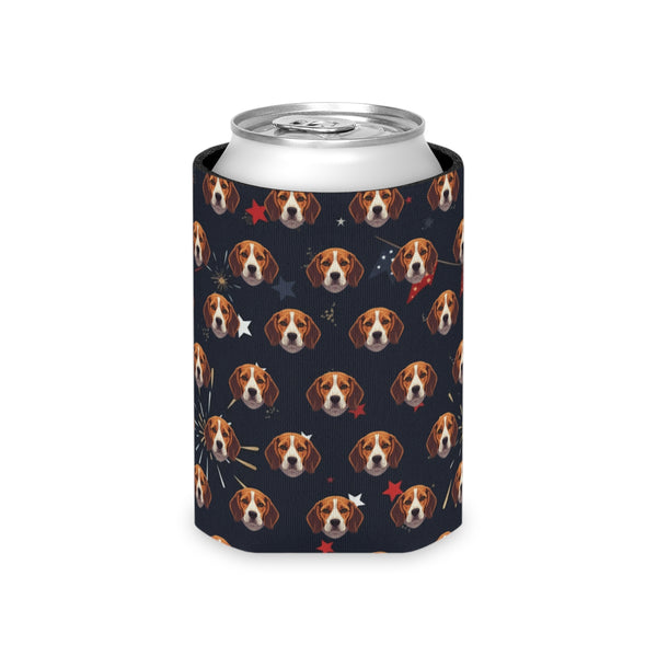 Beagle America 250 Pattern Can Cooler, Patriotic Dog Art Gift for Beagle Lover, Independence Day Drink Cooler, Summer Party Decor — Lifestyle View