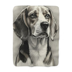 Beagle Charcoal Portrait Art Throw Blanket | Premium Dog Prints | Tritan