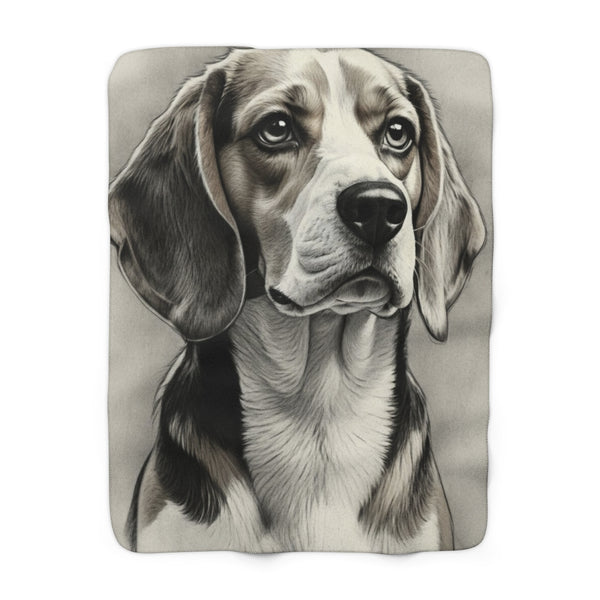 Beagle Charcoal Portrait Art Throw Blanket | Premium Dog Prints | Tritan