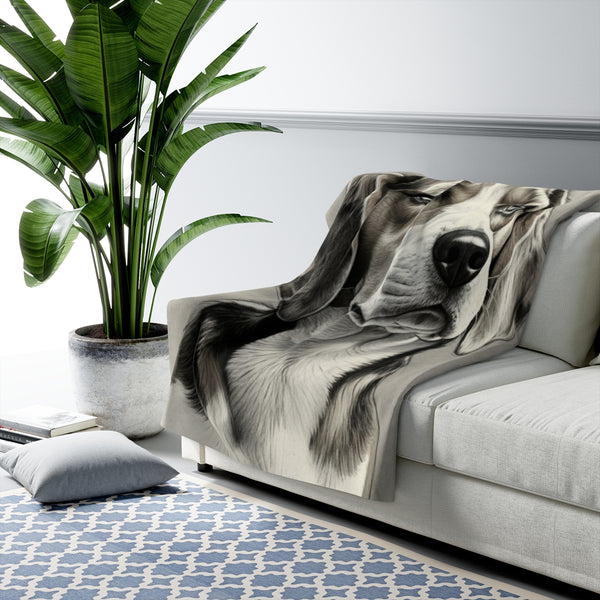 Beagle Charcoal Portrait Art Throw Blanket | Premium Dog Prints | Tritan — Lifestyle View