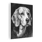 Beagle Charcoal Portrait Canvas Art | Realistic Dog Sketch Wall Decor | Pet Lover Gift | Stretched Canvas Print | Dog Memorial Artwork