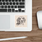 Beagle Graphite vinyl sticker by Tritan, on a laptop