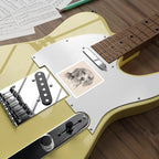 Beagle Graphite vinyl sticker by Tritan, on a guitar