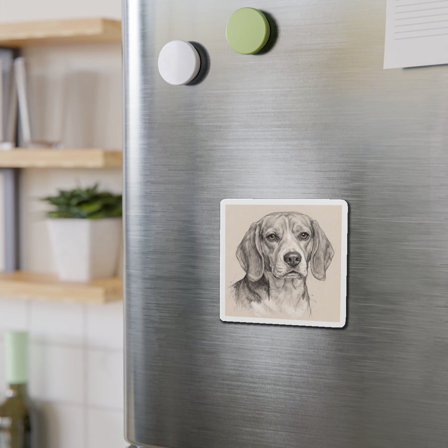 Beagle Graphite die-cut magnet by Tritan, on steel