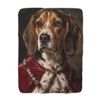 Beagle Kings & Queens sherpa blanket by Tritan, front