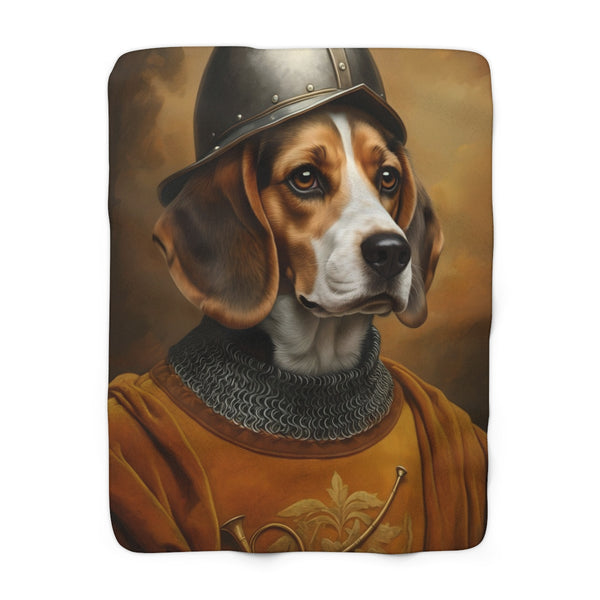 Beagle Medieval Knight Portrait Regal Throw Blanket | Premium Dog Prints | Tritan