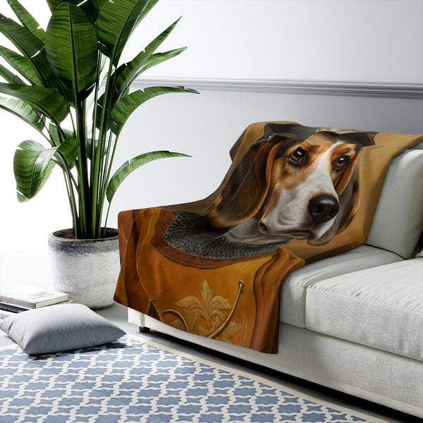 Beagle Medieval Knight Portrait Regal Throw Blanket | Premium Dog Prints | Tritan — Lifestyle View