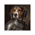 Beagle Medieval Knight vinyl sticker by Tritan, front