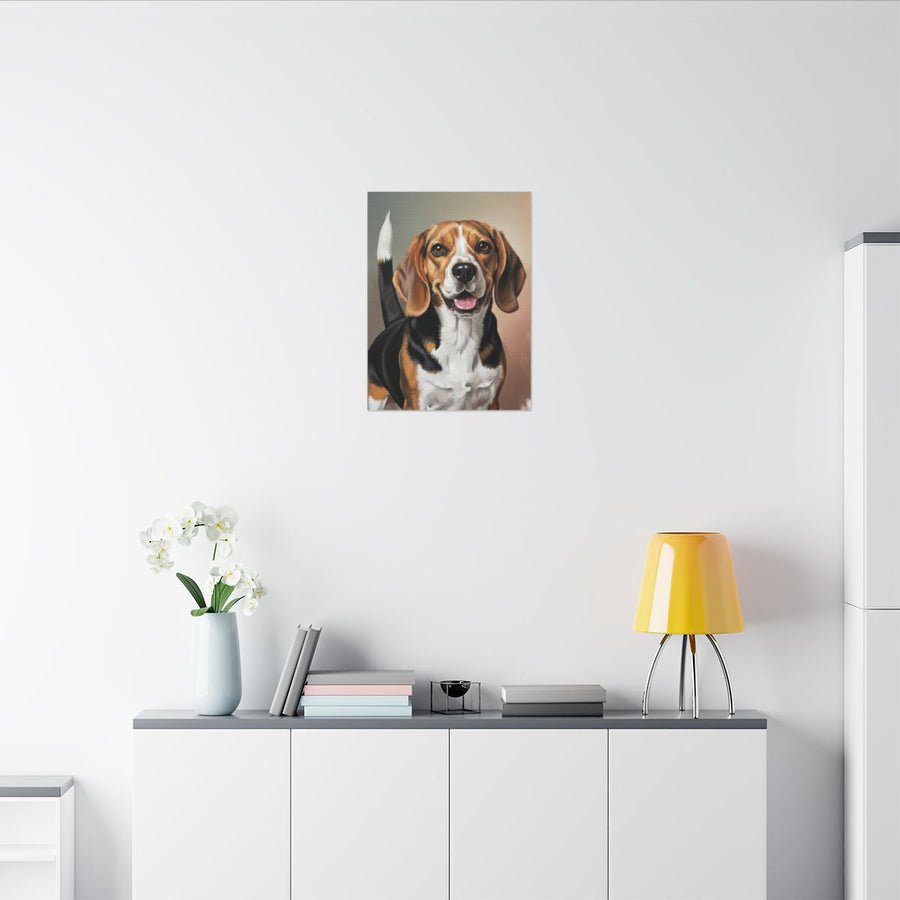 Beagle Oil Portrait Canvas Wall Art, Dog Lover Gift, Pet Decor, Stretched Canvas Print. Ideal for Beagle Moms & Dads.