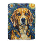 Beagle Post-Impressionist sherpa blanket by Tritan, front