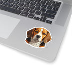 Beagle Low Poly vinyl sticker by Tritan, on a laptop