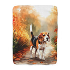 Beagle Watercolor Autumn Path Throw Blanket | Premium Dog Prints | Tritan