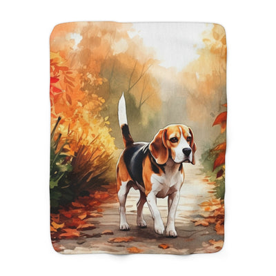 Beagle Watercolor Autumn Path Throw Blanket | Premium Dog Prints | Tritan