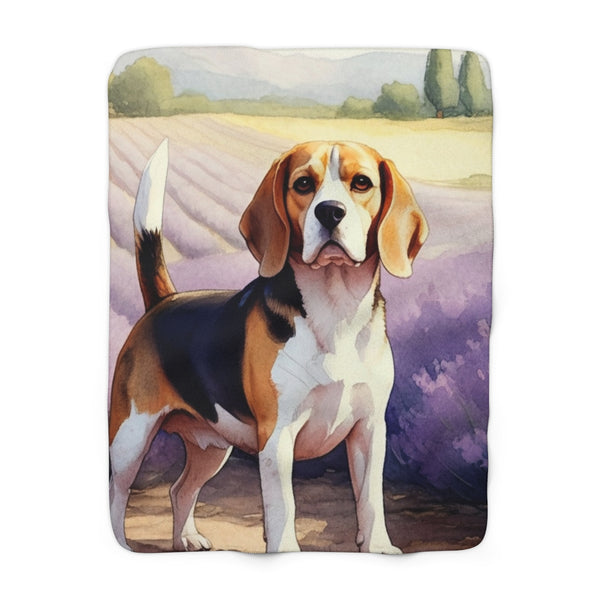 Beagle Watercolor Lavender Fields Throw Blanket | Premium Dog Prints | Tritan