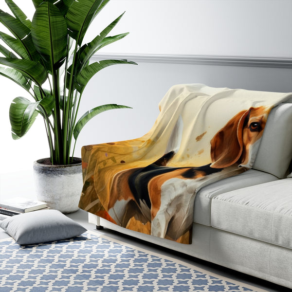 Beagle Watercolor Meadow Throw Blanket | Premium Dog Prints | Tritan — Lifestyle View