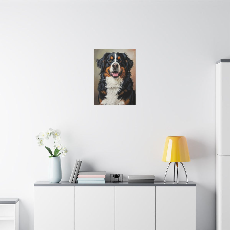 Bernese Mountain Dog Canvas Art, Oil Portrait Wall Decor, Bernese Dog Gift for Owners, Pet Lover Stretched Print
