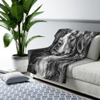 Bernese Mountain Dog Charcoal sherpa blanket by Tritan, on sofa