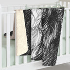 Bernese Mountain Dog Charcoal sherpa blanket by Tritan, on bed