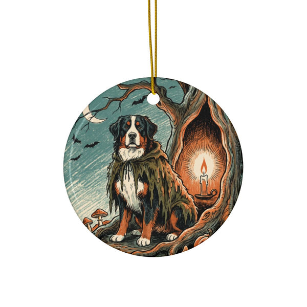 Bernese Mountain Dog Halloween Poster ceramic ornament by Tritan, front